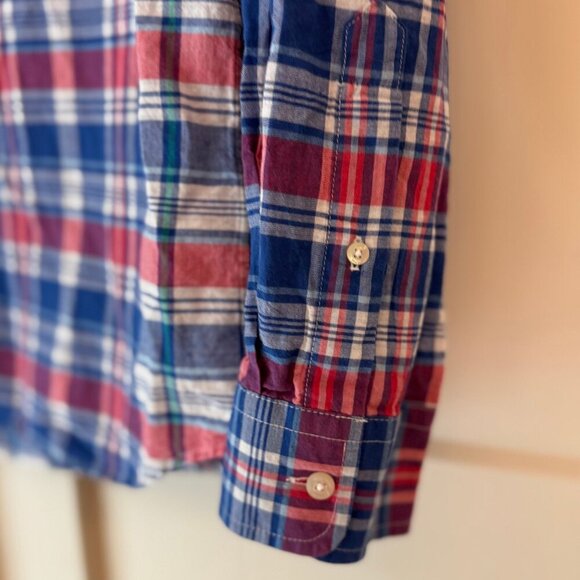 Vineyard Vines Red White Blue Plaid Whale Logo Button-Down Shirt | Size S - Picture 6 of 9